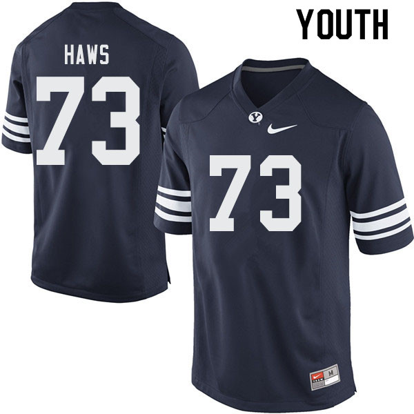 Youth #73 Caden Haws BYU Cougars College Football Jerseys Sale-Navy